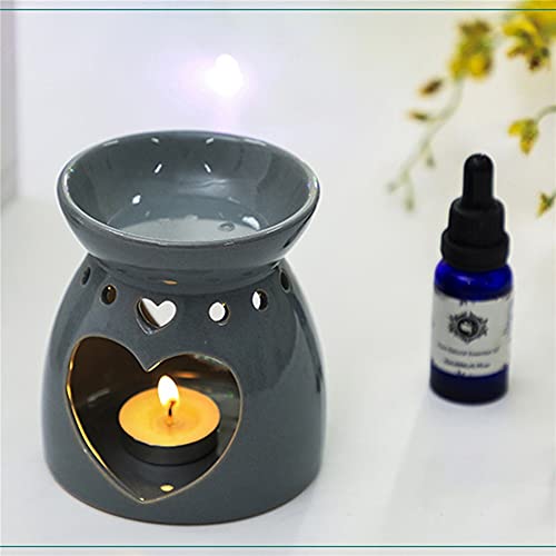 Candlestick Ceramic Tealight Candle Holder Aromatherapy Wax Candle Tart Burner Warmer Diffuser Aroma Candle Warmers Porcelain Decoration (Color : Gray) #TOP3