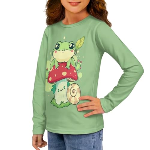 Image of Girls Long Sleeve T Shirt Cute Cartoon Crewneck Shirt for Kids 3-16Y Fall Winter Clothes