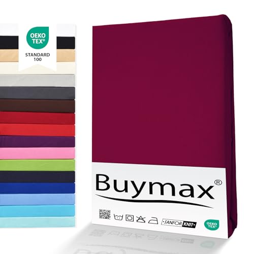 Drap-Housse Buymax® 80X200Cm Coton 100% Jersey, Hauteur De Matelas Jusqu'À 25 Cm, Couleur Bordeaux