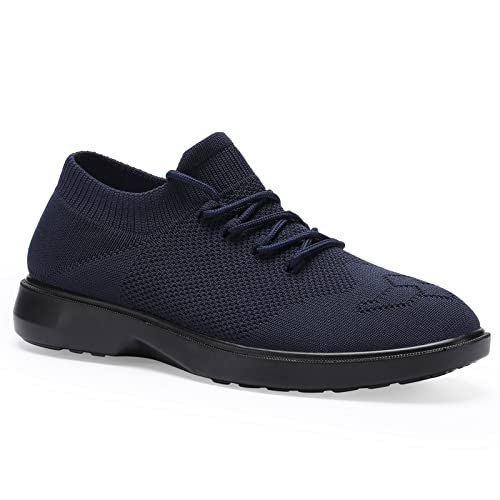 Men’s Casual Work Shoe, Slip On Walking Shoe, Breathable Lightweight Stretchy Durable Fabric Upper, Semi-Formal, Rubber Sole, Non Slip Grip Work Shoe Office Shoe For Men Blue #TOP3