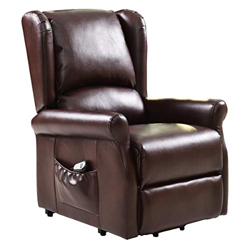 Tangkula Electric Recliner, Home Living Room PU Leather Ergonomic Lounge Sofa for Elderly