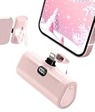 Pink Small Portable Charger for Lightning Builtin Metal Stand Lightweight Power Bank 5000mah With Digital Display Mini External Battery Pack for iPhone 14/13/13pro/13pro max/12/11/XR/6/6s/iPad/SE