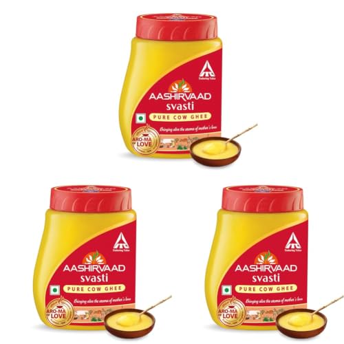 Image of Aashirvaad Pure Cow Ghee, PET Jar, Rich Aroma, 500ml (Pack of 3)