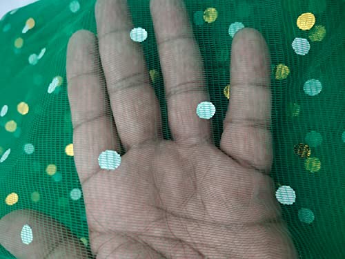 Image of 3A Featuretail Dual Color Combo of 42inch Width Dotted Mesh Net Fabric for Decoration, Fruit /Dryfruit /Gift Packing & Tray Packing (5 Meter Each Color, Pink, Green, Light Blue, Golden & Peach)