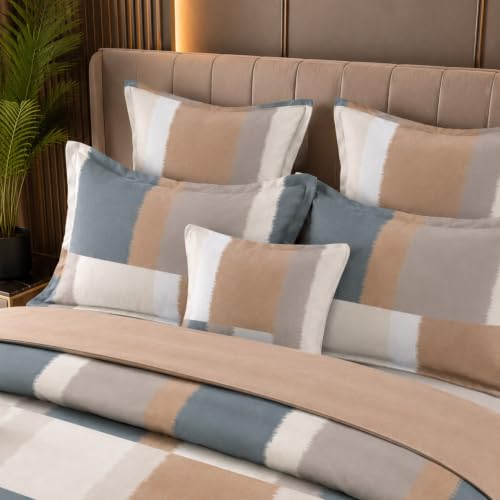 Image of Modern Checkered Double Bedsheet with 2 Matching Pillow Covers Soft Breathable Printed Bed Sheet Plaid Pattern Bedding Set for Bedroom Home Hotel Everyday Use (60 * 90)