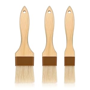 3pcs Pastry Basting Brushes, Oil Brush for Cooking Boar Bristle Brushes BBQ Brushes for Sauce Kitchen Brush Pastry Brush for Oil Egg Spread Marinade Sauce (Small + Medium+Large)