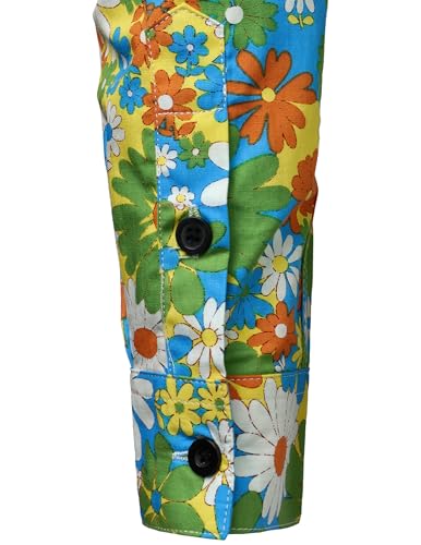 Jogal BR-A335L_YELLOWDAISY_L Mens 70S Floral Dress Shirt Long Sleeve Printed Casual Button Down Shirts  thumb #4