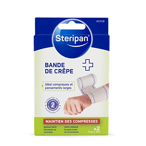 Steripan - Bandes De Crêpe - 7 cm x 4 m - Idéal Compresses Et Pansements Larges - x2