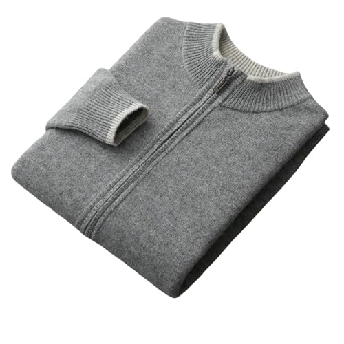 Men's Autumn Winter Color Block Half Turtleneck Zipper Wool Trendy Business Knit Cardigan