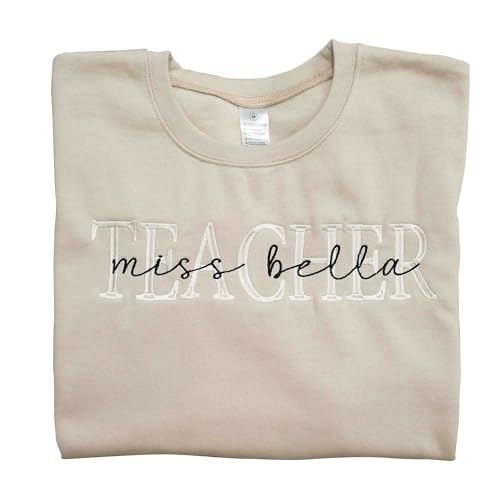 GABITA Personalized Embroidered Teacher Sweatshirt Custom Name Teacher Gift for Women