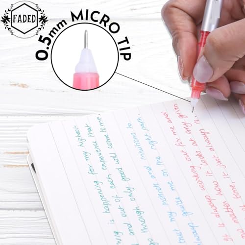 Image of Faded 6pcs 0.5mm Needle Tip Liquid Ink Rollerball Pens | Quick-Drying Smooth Writing Pens for School, Office, Journaling & Everyday Use (multicolor)