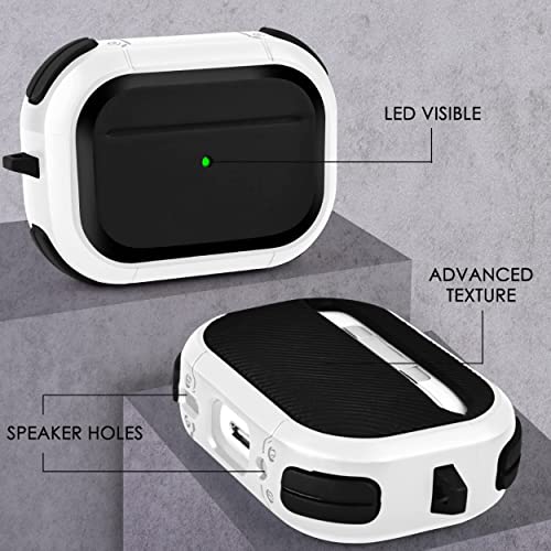 Image of Hybrid Armor Case Cover for Apple Airpods Pro 3 (2025), Rugged, Shockproof, with Heavy Duty Carabiner (Armor White)