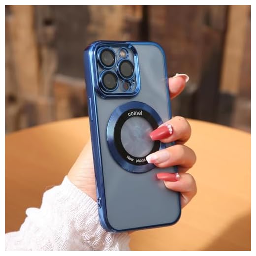 Aran co Capa elegante compatível com iPhone 15 Pro Max | Fixação forte e proteção completa | Poliuretano termoplástico azul escuro