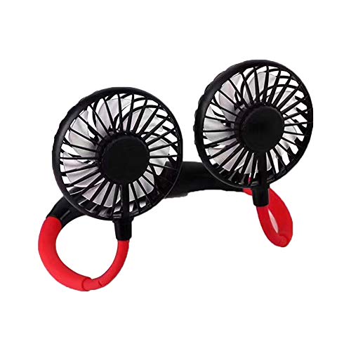 Lenrtu Hand Free Personal Fan Portable USB Battery Rechargeable Mini Fan Headphone Design Wearable Neckband Fan Necklance Fan Cooler Fan with Dual Wind Head for Traveling Outdoor Office Room,Black