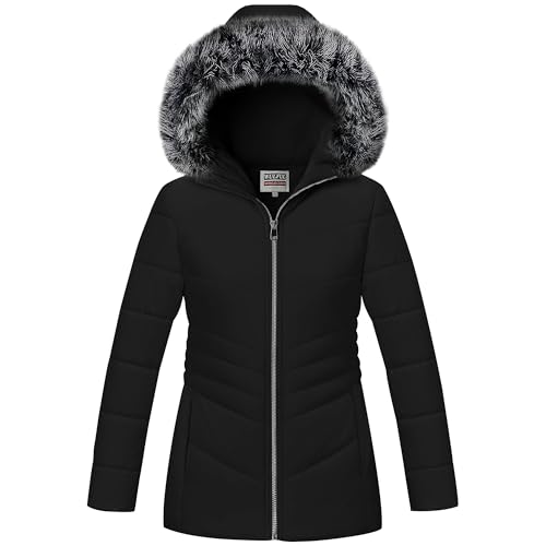 WULFUL Girls Winter Parka Coat Long Hooded Waterproof Warm Fleece Puffer Jacket