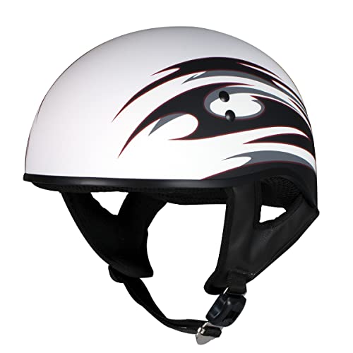 Hot Leathers T68 'Tribal White' Advanced Dot Approved Motorcycle Skull Cap Half Helmet For Men And Women Biker - Small #TOP19