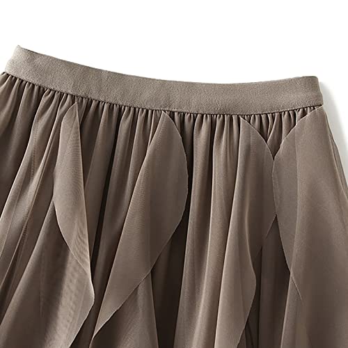 Women's Tulle Skirt Formal Fashion Elegant Swing A-Line Fairy Elastic High Waist Flowy Ruffle Irregular Midi Skirts3