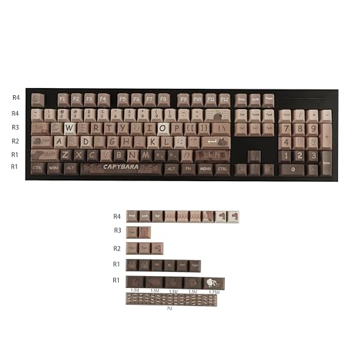 Image of YMDK Cherry Profile Kapibala 5 Sides Over Dye Sub Thick PBT Coffee KEYCAP for MX Mechanical Keyboard 61 68 84 87 96 104 108