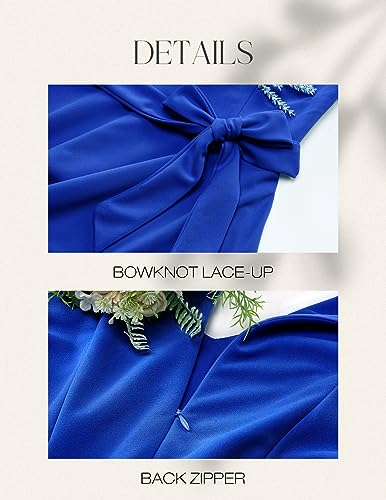 Image of DRESSTELLS Women's Cocktail Dress Summer Wedding Guest Party Vintage 3 /4 Bell Sleeve V Neck A-Line Dress
