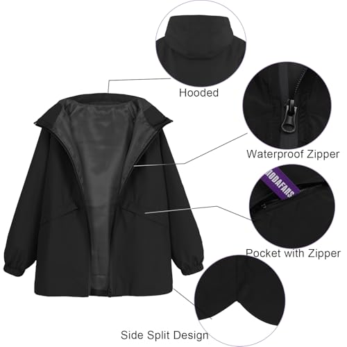 Image of MODAFANS Boys Girls Rain Jacket Waterproof lined Hooded RainCoats Windbreaker