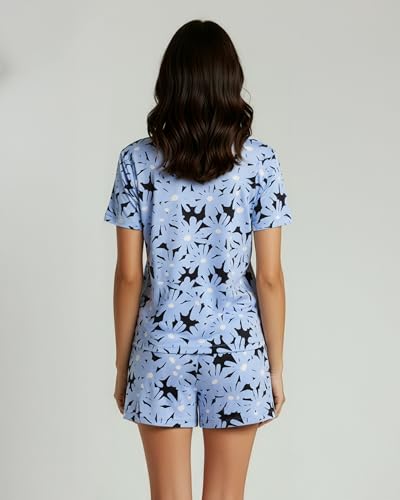 Image of Real Essentials 2 Pack: Women's Short Sleeve Pajama Short Set - Comfy Lightweight Soft Lounge Sleepwear (Plus