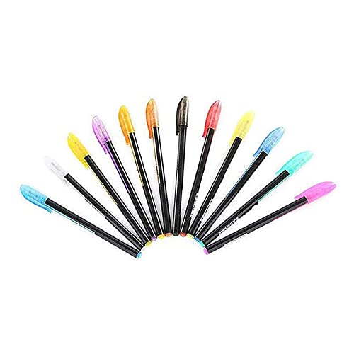 Image of TRU TOYS Neon Color Gel Pen Set consisting Fluorescent, Metallic, Glitter, and Pastel Colour pens for DIY Art & Crafts (Sketching, Drawing & Painting Purpose) (12 Pieces)