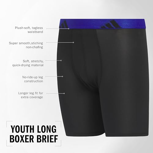 Image of adidas youth Performance Microfiber Boxer Briefs (4-pack Or 3-pack) Kids Graphic Underwear