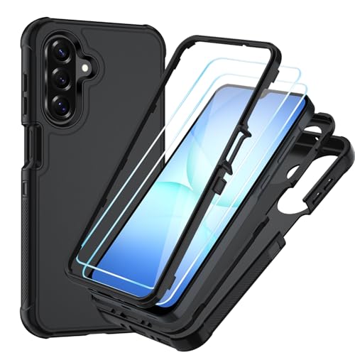 Suncasetor for Samsung Galaxy A17 5G Case : Shockproof Phone Cover with HD Screen Protector,Hybrid Protective Military-Grade Drop Protection for Galaxy A17 5G Phone Case,Black/Black