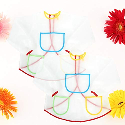 Avental de pintura infantil SUPVOX com manga comprida à prova d 'água translúcido para cozinhar pin