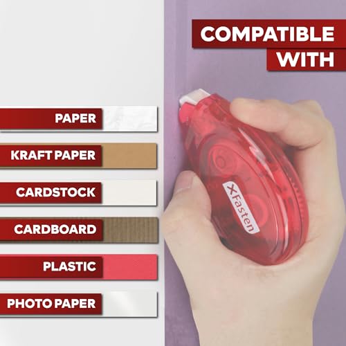 XFasten Adhesive Roller for Scrapbooking, 8mm x 30ft 4-Pack Double Sided Glue Tape Roller, Scrapbook Supplies for Adults, Photo Tape for Scrapbooking