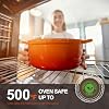 Overmont Enameled Cast Iron Dutch Oven - 5.5QT Pot with Lid Cookbook & Cotton Potholders - Heavy-Duty Cookware for Braising, Stews, Roasting, Sourdough Baking Orange #3