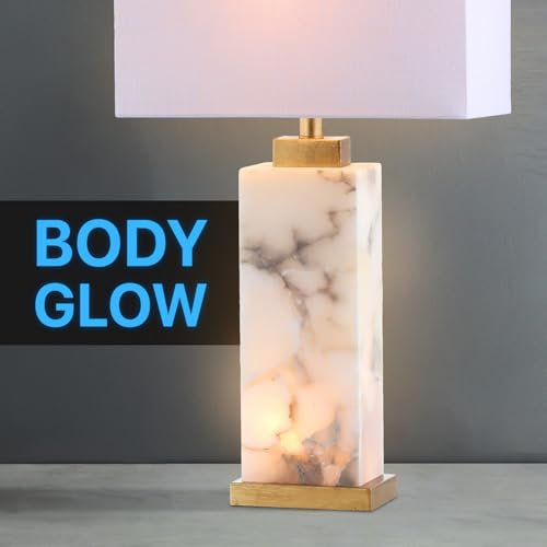 JONATHAN Y JYL6201A Elizabeth 27.5" Alabaster LED Table Lamp Coastal Contemporary Bedside Desk Nightstand Lamp for Bedroom Living Room Office College Bookcase LED Bulb Included, White/Gold Leaf - Image 5