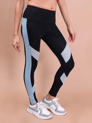 Image of Rupa Colors Womens PLAYSURE Dry FIT Activewear Leggings | Stretchable Warp Knit Fabric | Breathable Mesh Self-Folding Waistband | Body-Hugging | Reflecting Logo