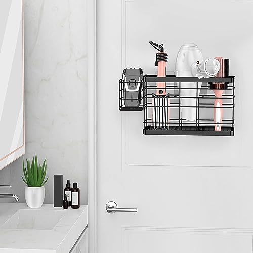 image for Vecallo Hair Tool Organizer - Black Steel Wall Mounted Hair Dryer Hold