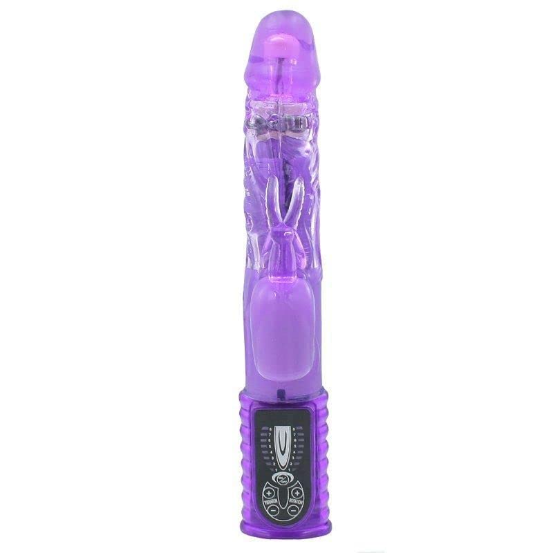 Image of Women's Blended Orgasm Rabbit Vibrator - Rotating G-Spot Stimulation Realistic Penis Shape - Clit Vibration Bunny Ears - 64 Combinations - Independent Controls - 10.5 inch Long - Purple - Multiple Orgasms