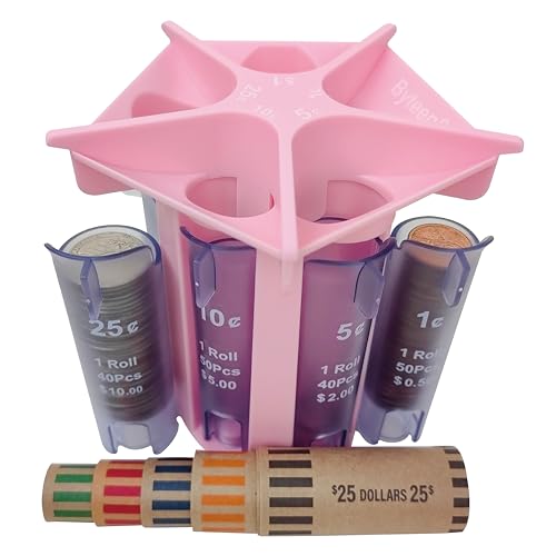 Byteen8 Coin Roller Coin Counter Tube Coin Sorter with Coin Wrappers, Change Sorter Change Counter Machine, Coin Organizer & Coin Holder, Sort Your Pocket Change & Coin Purse Pouch Quick & Accurate