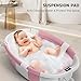 Collapsible Baby Bathtub for Newborn to Toddler 0-36 Months,Spacious Foldable Infant Bath Tub with Thermometer,Cushion & Drain Hole,Portable Travel Tub, Baby Shower Gift Pink