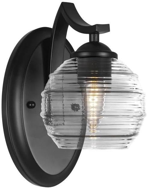 Toltec Lighting 551-MB-5110 Zilo - 1 Light Wall Sconce-9.75 Inches Tall and 5.25 Inches Wide, Finish Color: Matte Black, Glass Color: Clear Ribbed