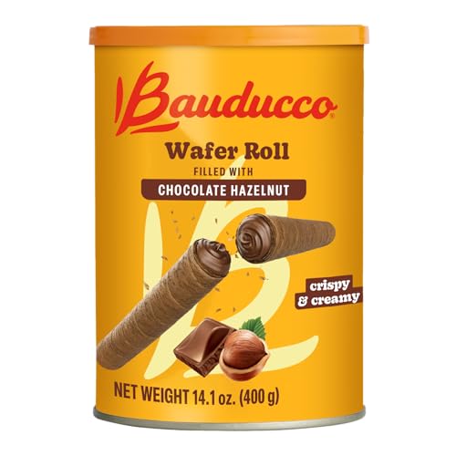 Image of Bauducco Wafer Rolls, Crispy Chocolate & Vanilla Wafer Rolls Filled with Creamy Hazelnut & Vanilla, 28.2 oz (Pack of 2)