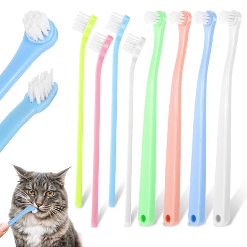 Image of oruola 8Pcs Kitten Toothbrush,2 Styles Soft Hair Small Dog Toothbrush,Dental Hygiene Pet Toothbrush to Clean Pet Teeth,Reduce Tartar Formation & Bad Breath for Small to Large Dogs,Cats,and Most Pets