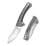 KUBEY KB255 Outdoor Folding Knife 3.5" AUS10 Blade & Ti-Handle with Anodized Pocket Clip Hunting Hik