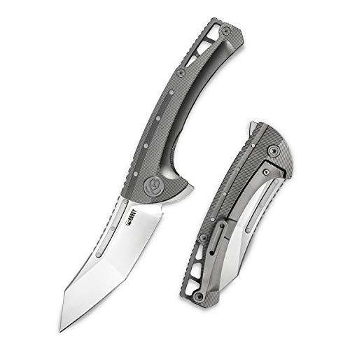 Kubey Kb255 Outdoor Folding Knife 3.5" Aus10 Blade & Ti-Handle With Anodized Pocket Clip Hunting Hiking Utility Knife For Men (Grey) #TOP17