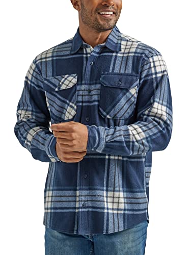 Wrangler Authentics Long Sleeve Heavyweight Fleece Shirt Chemise à Bouton Bas, Total Eclipse, XL Homme