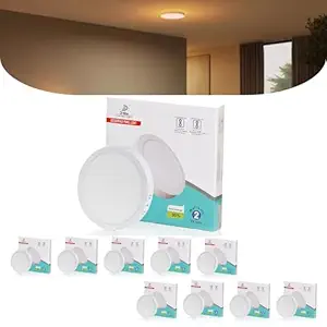 D'Mak 15 Watts LED Round Ceiling Surface Panel Light (Warm White (Yellow), Pack of 10)