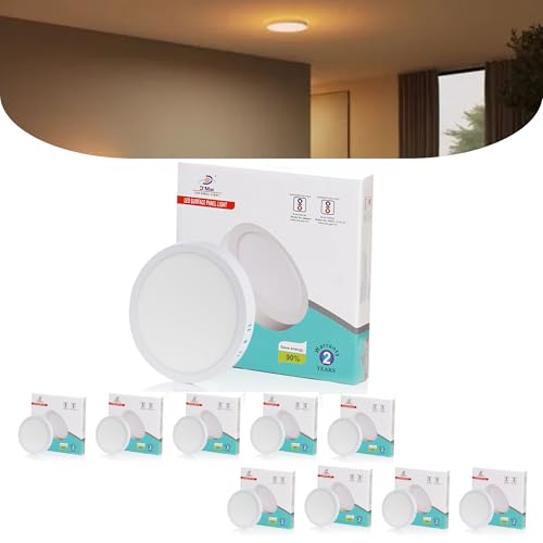 Image of D'Mak 15 Watt Round LED Surface Panel Light Warm White (Pack of 10)