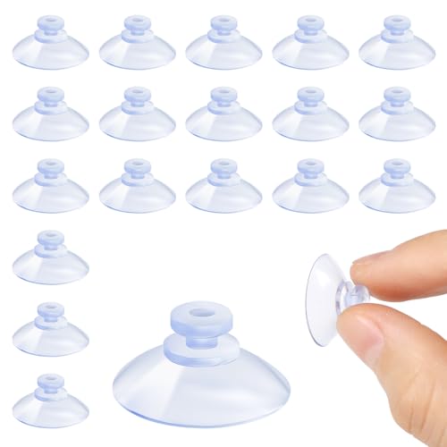 BOUMVID 20 Piezas Ventosas Cristal, Ventosa Transparentes, PVC Transparente Mini Ventosas para Coche, Ventosa de Plástico, para Baño, Oficina, Cocina, Cristal, Ventana, Azulejos, Espejo (20mm)