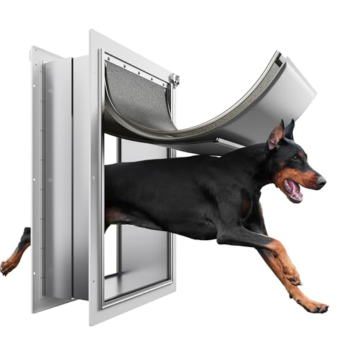 XL Pet Door for Wall Dog Door 3-Flap XLarge Doggie Door for Exterior Wall All-Metal Frame and Telescoping Tunnel Pets Up to 220 Lb (Extra Large Size)