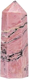 Apengshi Rhodochrosite Natural Healing Crystal Tower 1.96-2.36" 6 Faceted Single Point Chakra Crystal Stone Meditation Home Decor Collection Gift