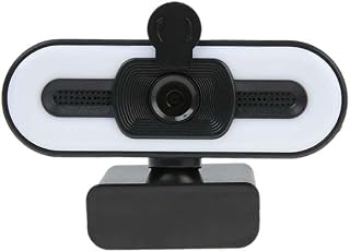 ZHUTA Webcam HD 2K with Ring Light, 360° Rotating Streaming Camera with Noise Reduction Microphone, Auto Focus, Plug Play, USB Web Camera Compatible for Windows, Mac and Linux