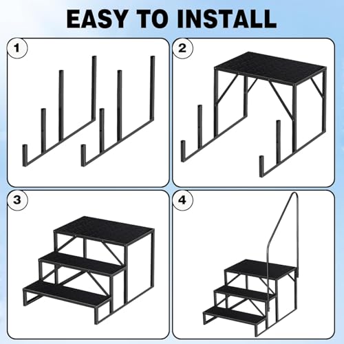 Escalera para piscina 3 peldaños resistente 660 lb con barandales miniatura 4